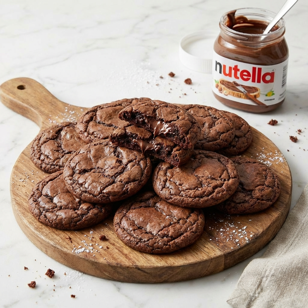 Nutella Cookies: The Ultimate Fudgy, 4-Ingredient Chocolate Hazelnut Cookies