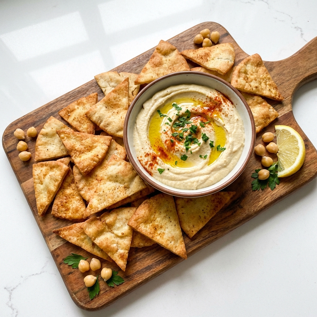 Homemade Pita Chips & Hummus: Crispy Baked Chips & Creamy Dip From Scratch
