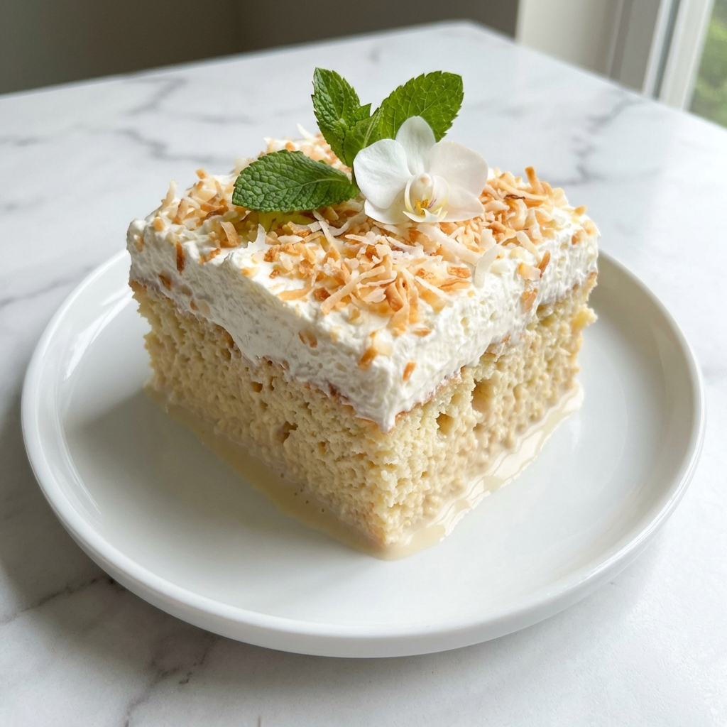 Coconut Tres Leches Cake: Tropical Soaked Cake with Coconut Milk