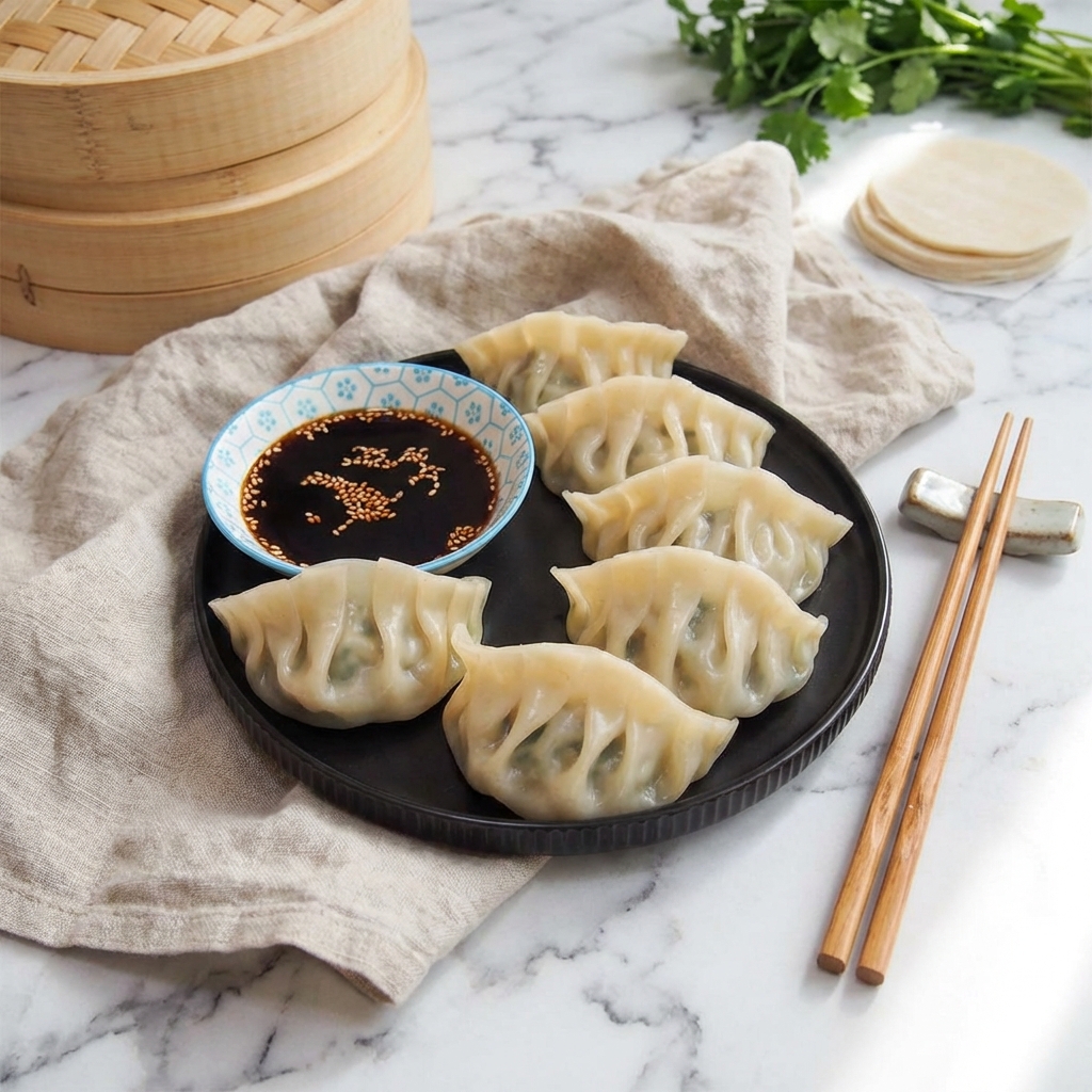 Homemade Pork & Chive Dumplings (Jiaozi)