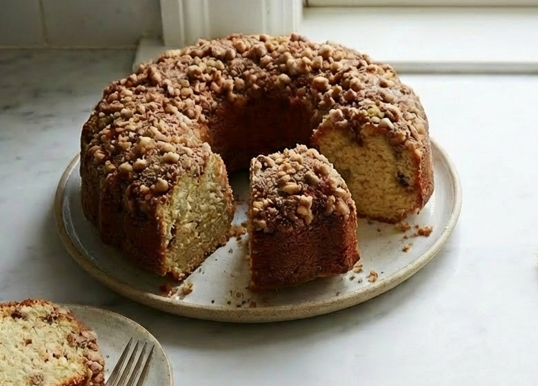 Classic Sour Cream Coffee Cake: Irresistibly Moist with a Cinnamon Streusel Ribbon